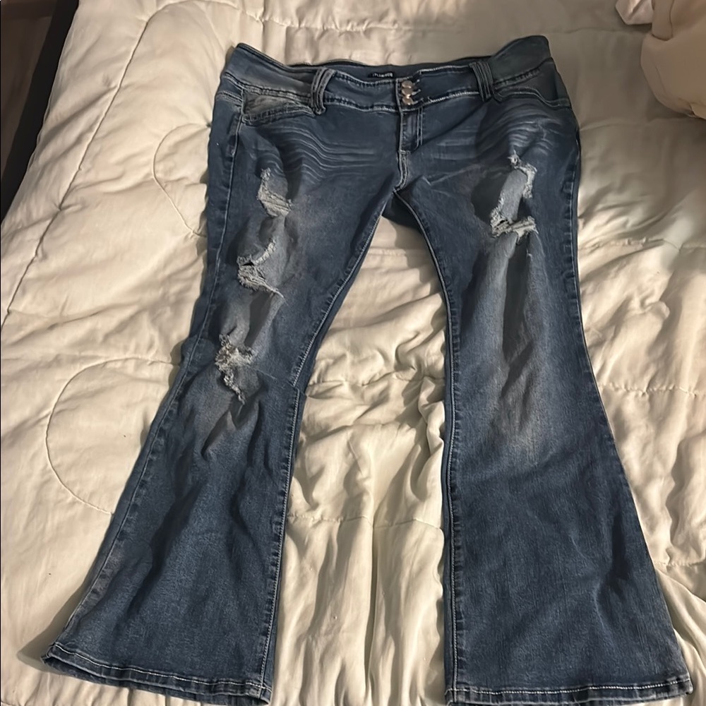 Flamingo Urban Blue Flare Wide Leg Jeans